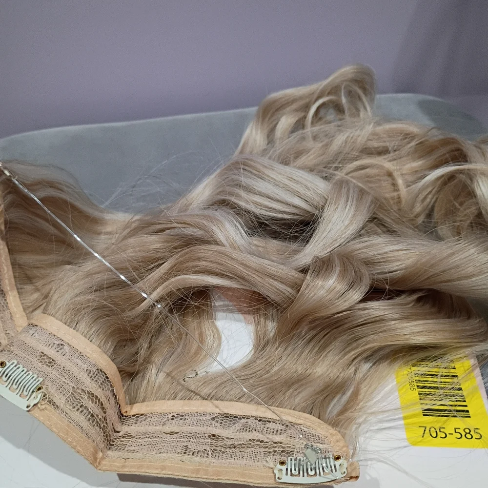 Invisible‎ Wire Hair Extensions with 3 Clips Long Wavy Curly Synthetic Hairpiece